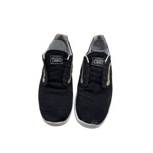 Vans Size 10 Womens Canvas  Slip-On Sneakers No Lace Side Stripe Black